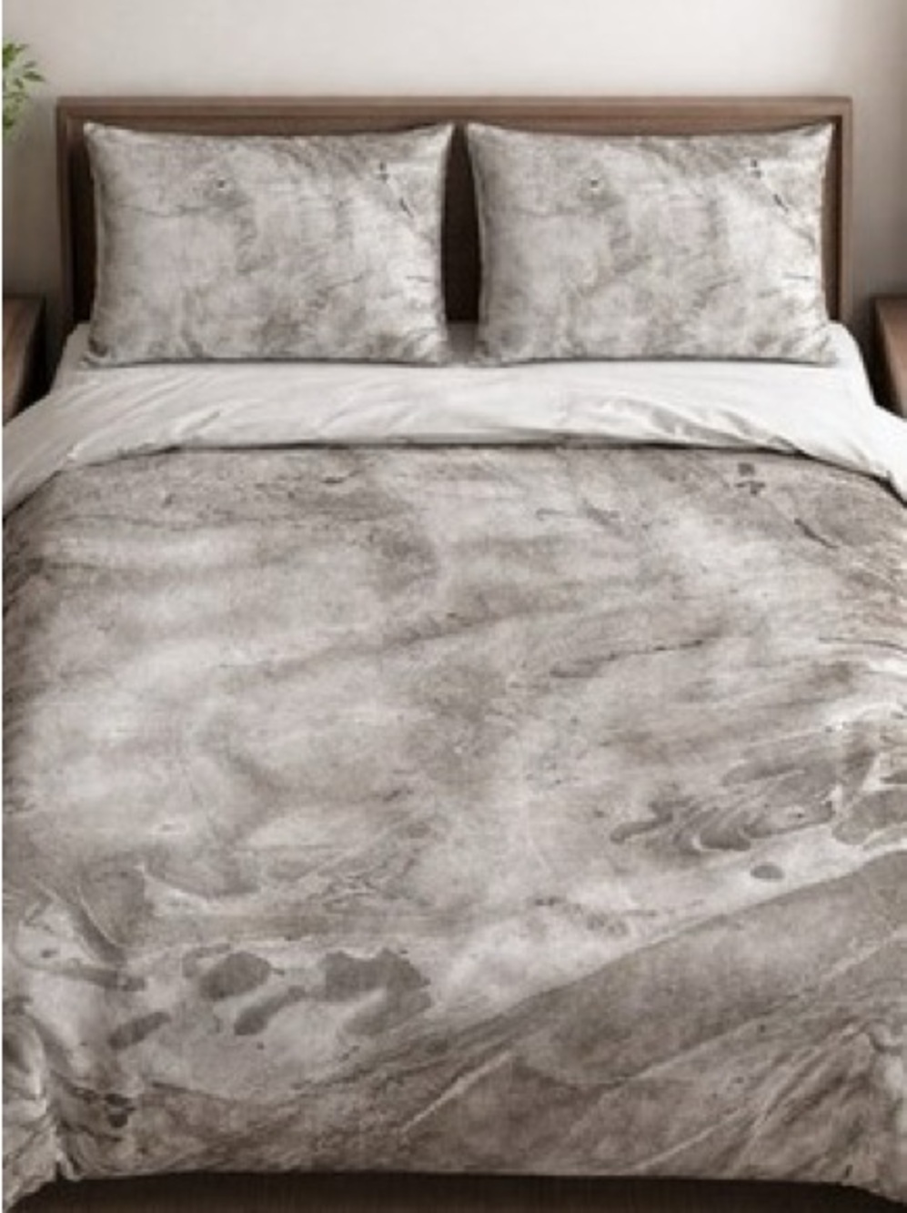 Neutrals Marble-Effect Duvet Cover Set - Grey